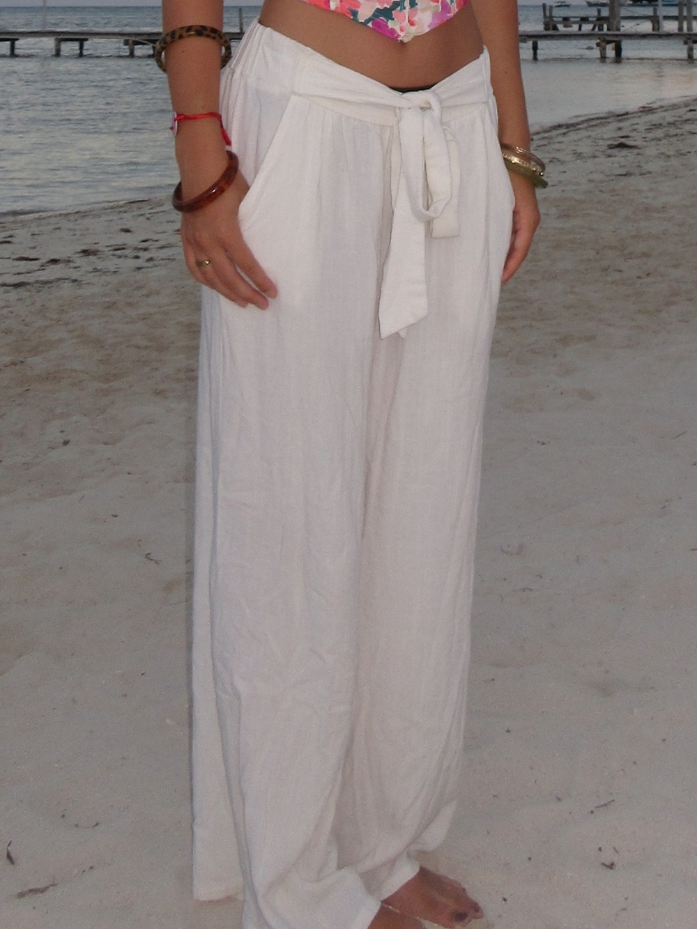 Mahina Cream Wide Leg Pants
